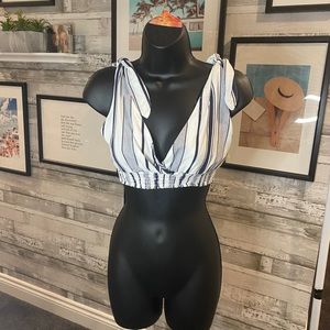 Lottie Miss Striped Crop Tie Tank